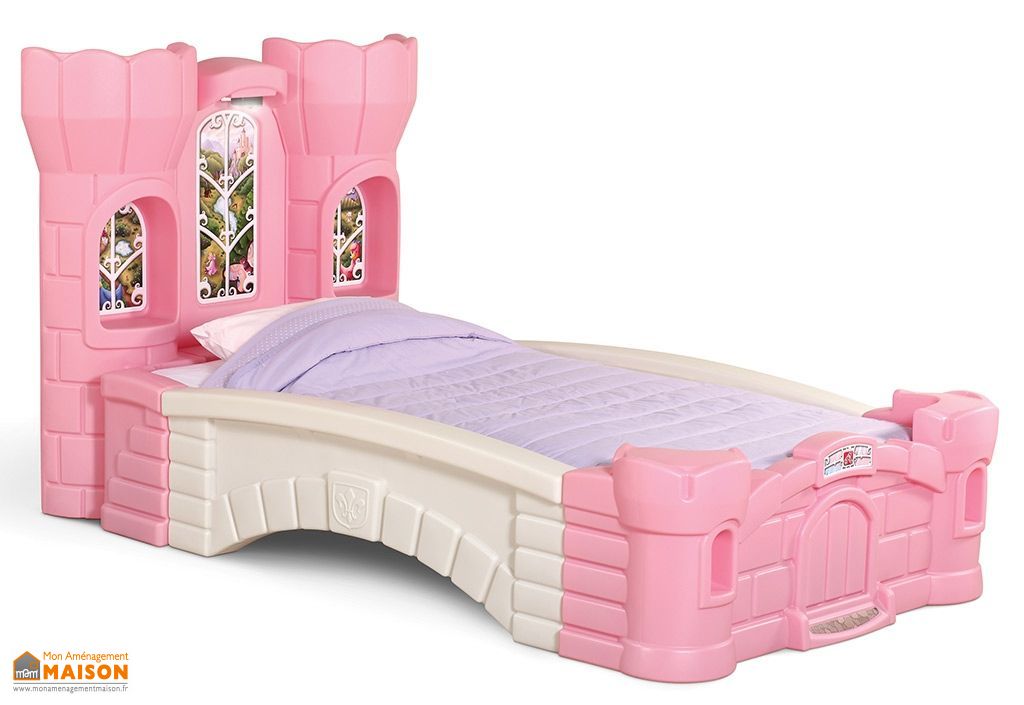 Lit Enfant Chateau De Princesse Rose Et Blanc 190 Cm Step2