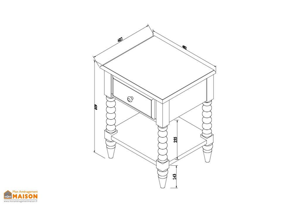 Table De Chevet Enfant En Bois Colore 40 X 50 Cm Alana Vipack