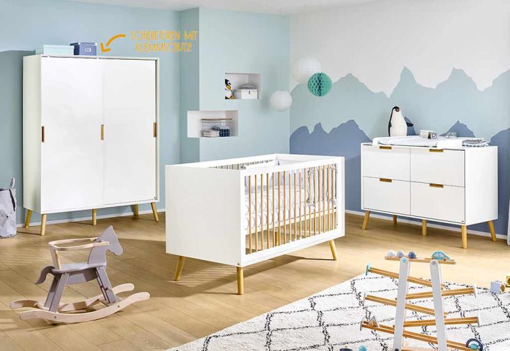 Chambre bébé complète en bois : lit évolutif, commode à langer, armoire –  Edge - Pinolino