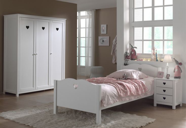 Chambre à coucher enfant/ado (lit 90x200 cm + 2 chevets + armoire