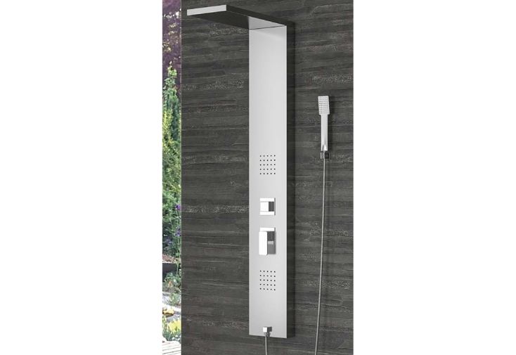 Colonne de douche hydromassante en inox - 18 x 50 x 133 cm