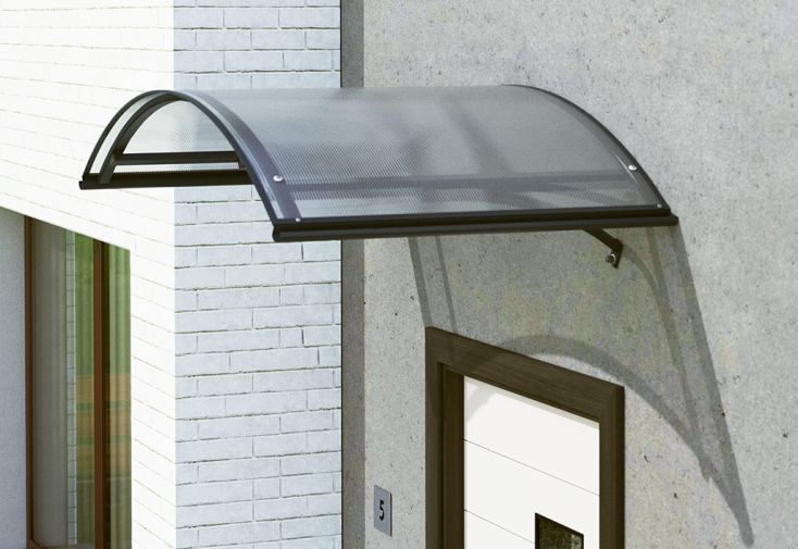 Hombuy 100 x 60 cm auvent marquise pour porte d'entrée panneaux en pc  structure en aluminium - Conforama