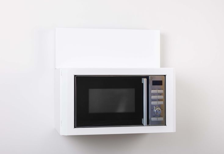Meuble micro-ondes 60x39x85,5 cm décor blanc et gris - GEONA