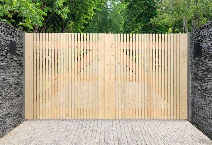 Portail battant en bois de pin brut Antwerp – 3 m