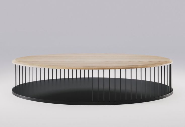 Table basse en bois massif et métal Memoria – 200 x 120 x 39 cm