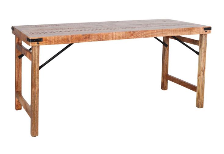 Table à manger en bois tropical et métal – 168 x 73 x 78 cm