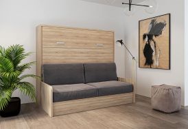 Lit escamotable et canapé à coffre 140 x 200 cm en bois - Flores - LeaderBed