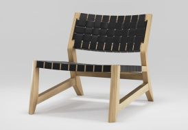 Fauteuil de salon en bois massif et cuir Wewood Odhin