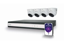 Kit de vidéosurveillance 4 caméras mini-dômes et enregistreur vidéo
