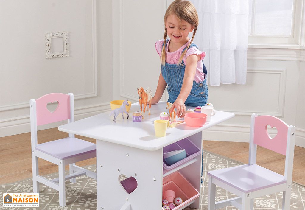 Bureau enfant Relaxdays avec tiroirs - table enfant avec espace de  rangement - petit