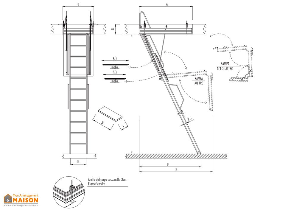 Location echelle escalier transformable autostable 2 plans 4m50 aluminium -  DUMATOS LOCATION
