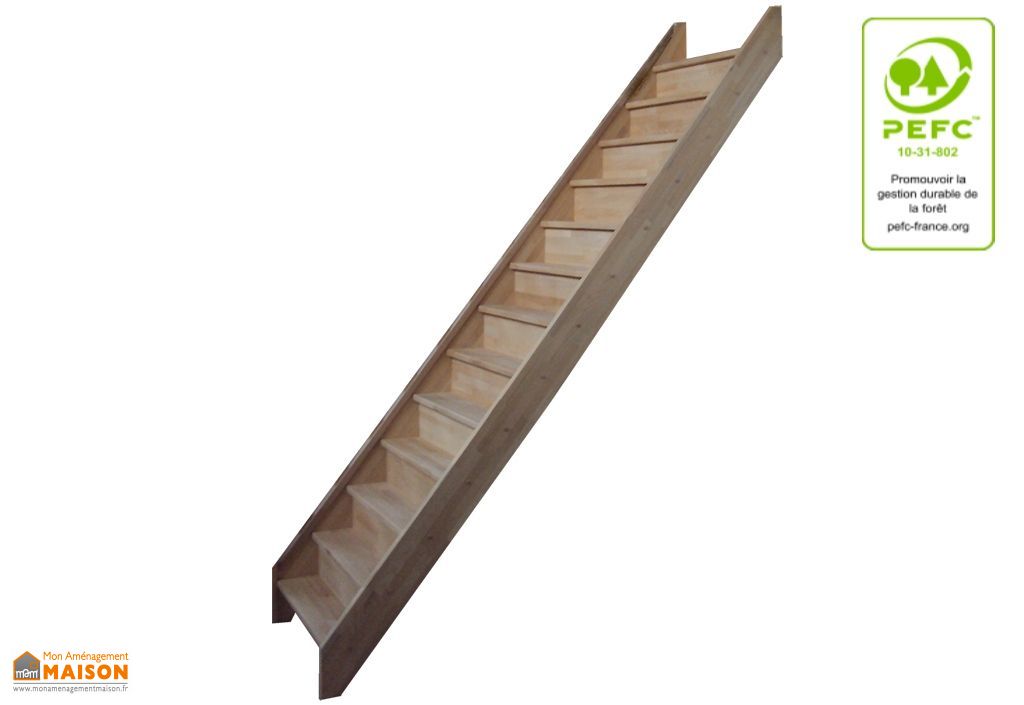 Escalier bois en kit de 5 marches, avec contremarches