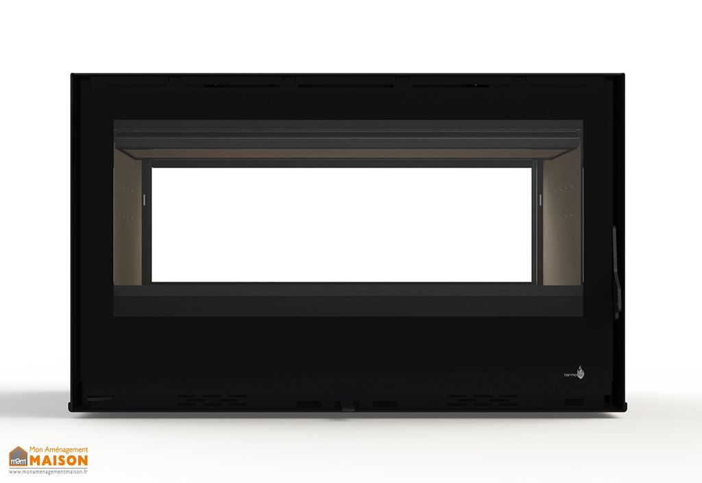 Insert à bois modèle c270 + cadre quadro 4 côtés 40mm verre noir pour insert  c270 TERMOFOC IO_12335
