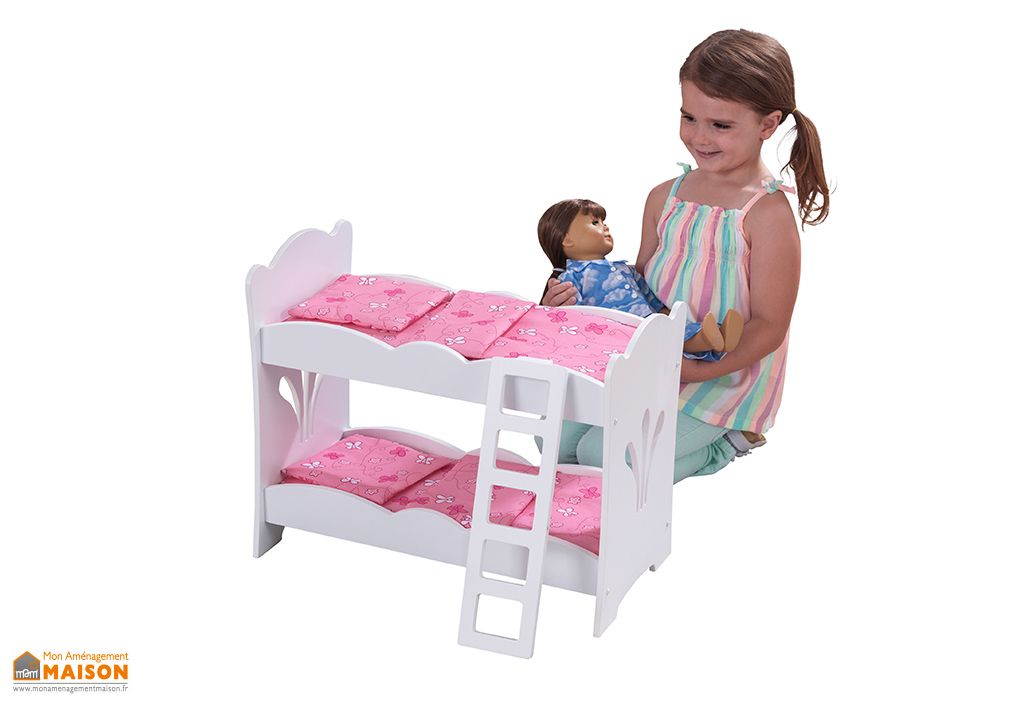 Maison de poupée Lit superposé Multifonctionnel Échelle Solide 1: 12  Miniature Funiture Décor Lit superposé pour filles