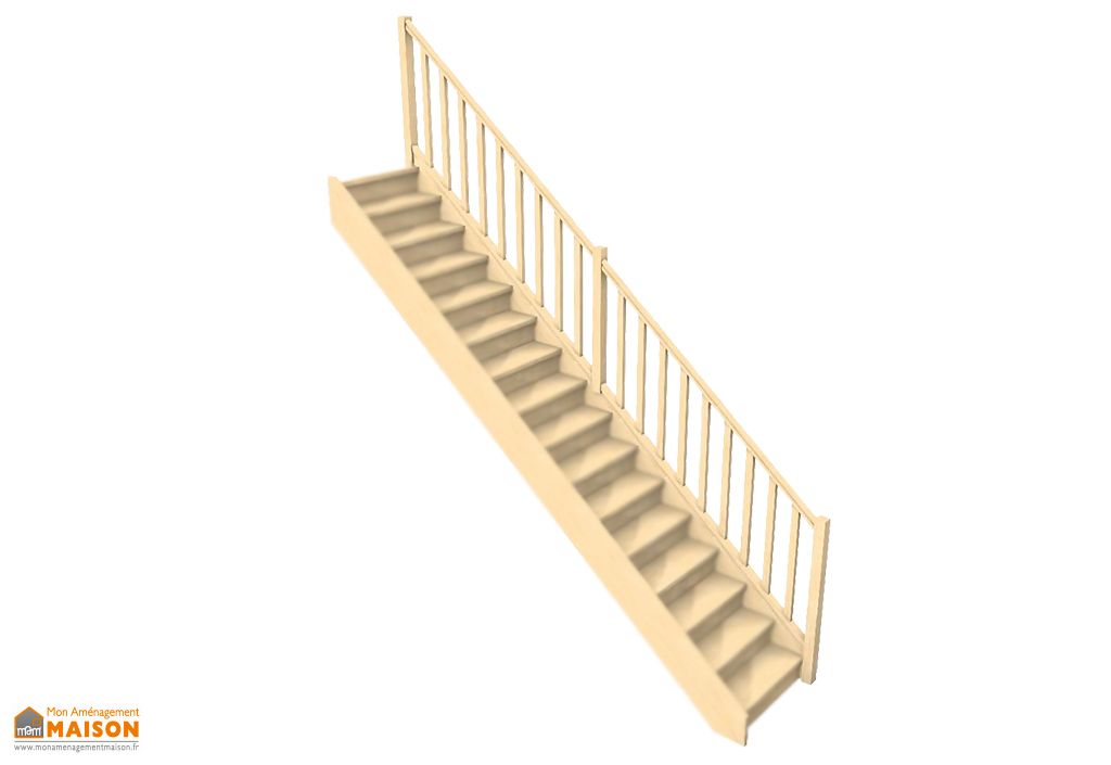 Escalier bois en kit de 5 marches, avec contremarches