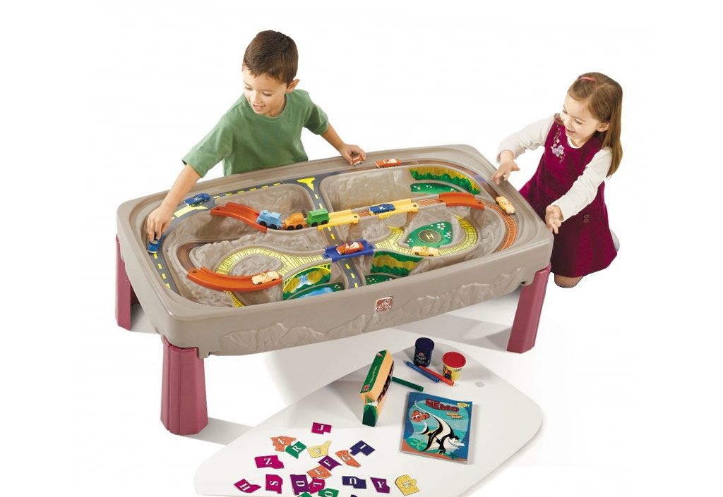 Table 2 en 1 pour Enfants - Circuit de Train et Surface Tableau Blanc