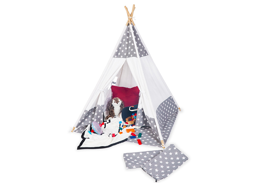 Tipi pour Enfant Pinolino en Tissu et Bois 1,55 m – Jakara Gris